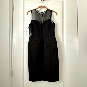 NWT AIDAN MATTOX Mesh Insert Cocktail Dress Black 0